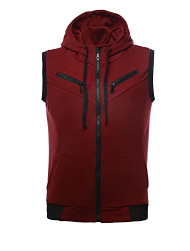 Chaleco con cremallera hombre chaqueta sin mangas corte ajustado borgoña 3XL