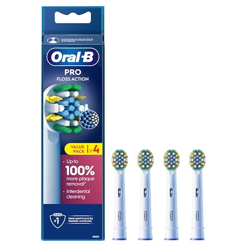 Oral-B Pro Floss Action Electric Toothbrush Head, X-Shaped And Interdental Bristles For Deeper Plaque Removal, Pack of 4 Toothbrush Heads, White