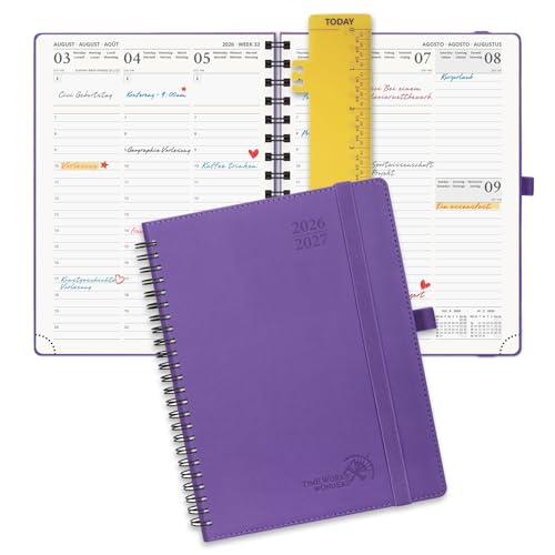 POPRUN Kalender 2026 2027 Wochenplaner (Aug.2026-Dez.2027) Ringbuch mit Softcover, ca. A4 (26,5 x 21,5 cm), 17-Monate-Terminplaner 1 Woche 2 Seite