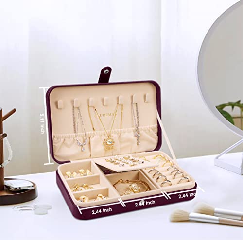Cludemas Travel Jewelry Box Case Organizer For Women Girls, Pu Leather Small Jewelry Storage Boxes, Portable Display Jewellery Holder For Watch Rings Earrings Necklaces Bracelets Men Kids Gift, Purple #TOP5