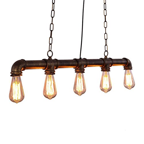 Plafonnier vintage Henley suspension industrielle tuyau d'eau E27 5 lampes