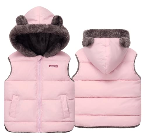 Image of Happy Cherry Toddler Kids Puffer Hooded Vest Down Fleece Lined Jacket Windproof Coat for Winter Fall Spring