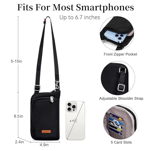 Image of RONSIN Small Anti Theft Crossbody Bags for Women Nylon Cell Phone Purses RFID Blocking Travel Purse with Locking Zipper