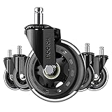 Office Chair Wheels Replacement, HAIOOU Set of 5 Rolls Smoothly & Quietly Rubber Casters, 3 Inch...