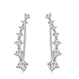 Yolmina Ear Cuff Climber Earrings 7 CZ Cubic Zirconia Crawler Earrings S925 Sterling Silver Hypoallergenic Earring with Gift Box