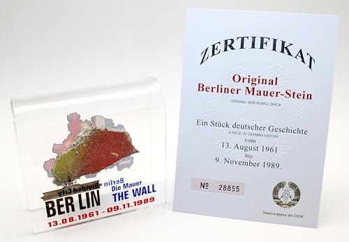 Original Piece of the Berlin Wall - Authentic Souvenir from the Real Wall in Germany Mounted in Acrylic Display (Large (4X4) Divided City)