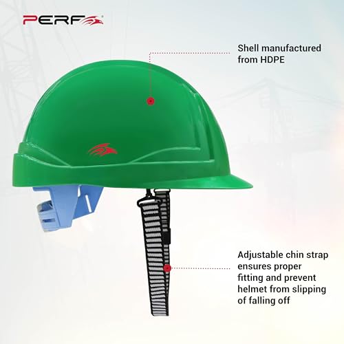 Image of PERF Safety Helmet for Construction & Outdoor Work|Easy3D Fitting System for Any Head Size|Lightweight|8-Point Support Easy Impact Absorption Sweatband|XPrssPNV(Green)