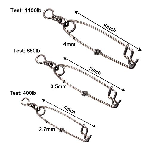 Jshanmei Long Line Snap Clips Stainless Steel Longline Branch Hanger Snap Swivels Float Line Tuna Clip Fishing Accessories (4Inch-8Pcs) #TOP1