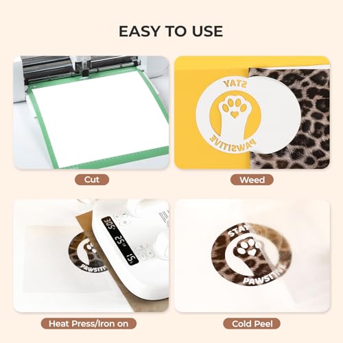 Image of HTVRONT Leopard Heat Transfer Vinyl, 12in x 8ft Leopard Printed Iron on Vinyl for T-Shirts and Christmas Decorations, Patterned HTV Compatible with Cricut & Silhouette Cameo