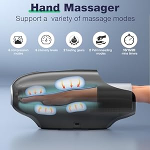 Hand Massager with Heat and Compression, 3D Machine for Hand and Finger Relief, 6 Levels Pressure Point Therapy, Blowing Design of Year-Round, Wrist & Palm Kneading, Gifts for Women, Black Hand Massager with Heat and Compression 3D Machine for Hand and Finger Relief 6 Levels Pressure Point Therapy Blowing Design of Year Round Wrist Palm Kneading Gifts for Women Black