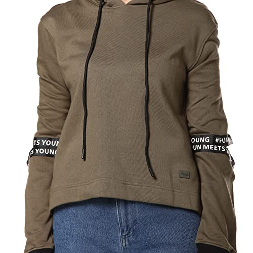 Image of Campus Sutra Women's Cotton Hooded Neck Sweatshirt