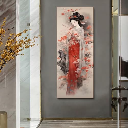 Diamond painting fille japonaise grand format 40x110 cm en cristal complet D-36