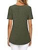 Syphiby Womens Casual Short Sleeve T-Shirts Crew Neck Summer Tops Fashion Dressy Tunic Blouses Ladies Knit Solid Loose Casual T Shirts Tee Blouses Army Green #2