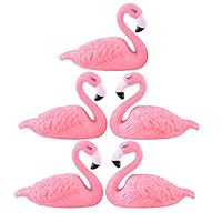 Happyyami 5pcs Mini Flamingo Figurines Creative Resin Miniature Flamingo Statue Cake Decoration for DIY Fairy Garden Moss Landscape Car Ornament Pink