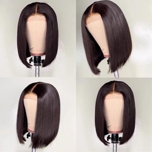 8 Inch Short Straight Wig Cover Natural Black, heat-resistant matte synthetic hair, breathable and adjustable wig suitable for women's daily/party/role-playing image 2
