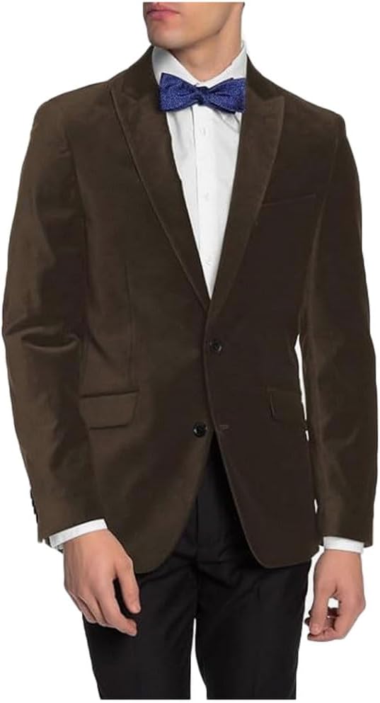 Mens Velvet Blazer Jacket Two Buttons Tuxedos Suit Blazer Peak Lapel Prom Party Blazer Dinner Coat