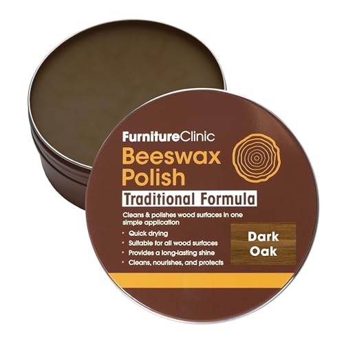 Furniture Clinic Cera d'api color rovere scuro per legno e mobili, 200 ml, cera per finitura naturale per tutti i tipi di mobili e superfici in legno, colora