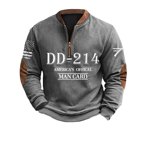 Dd 214 America's Official Man Card Printed Sweatshirt Long Sleeve Flag Print Top Dd214 Shirts For Men Army