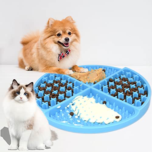 Futtermatten für Hunde, Erdnussbutter, Leckpad, langsames Füttern, Katzennapf, Spielzeug für kleine oder große Hunde, Leckmatte für Angst und Langeweile (blau) Cover