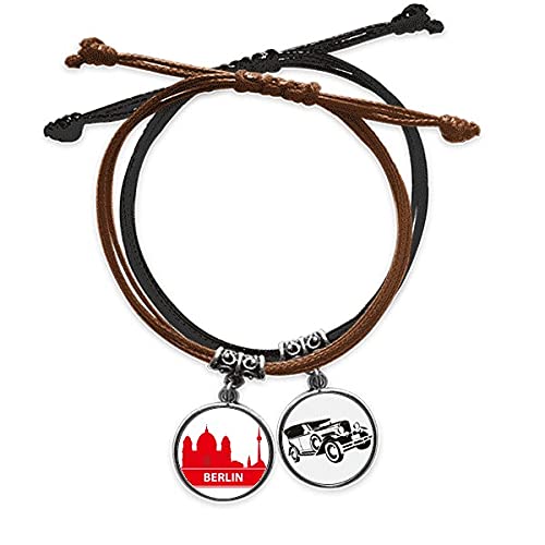 Bracelet corde Berlin en cuir rouge accessoire idéal pour vos voyages et sorties urbaines