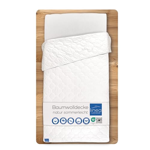 LINEA by böhmerwald - nature - Baumwolldecke sommerleicht, 135x200, 100% Baumwolle, Allergiker geeignet, waschbar bis 60°C, in Deutschland...
