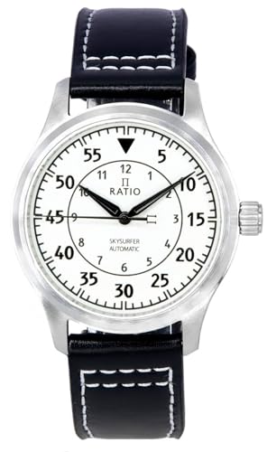 Ratio Skysurfer Pilot Full Luminous Dial Pelle Automatico Rts324 200M Orologio Uomo, Cinturino