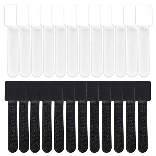 24 pcs Cable Ties, Black and White Self-Adhesive No Drill Anti Tip Adhesive Safety Under Desk Cord Management for Home and Office Stand Accessories (24) miniatura 1