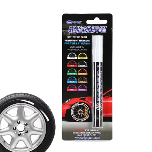 Zunishaone Stylo de retouche pour pneus - Marqueur de couleur imperméable - Encre lisse - Stylo correcteur blanc pour voitures, graffitis - Résistant aux pneus, toile, chaussures en bois, clôtures et