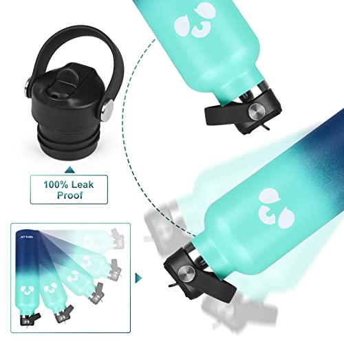 Yebts Life Water Bottle,Vacuum Insulated Water Bottles With 2 Lids & 2 Straws,Stainless Steel Water Bottles Keep Hot And Cold,Leak Proof,Sports Water Bottle For Hiking Biking Sport (32Oz, Blue Waves) #TOP2