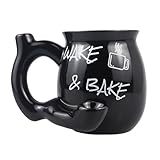 RAISLY Wake Coffee Mug 10oz/300ml Novelty Bake Coffee Cup for Birthday Party Halloween Christmas Gift Black