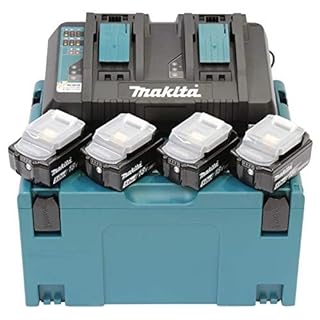 Pack MAKITA Énergie 18 V Li-Ion (4 batteries 5 Ah + 1 chargeur double) avec coffret MAKPAC-197626-8