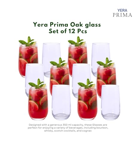 Image of Yera Prima Aqua Water /Juice /Cocktail Glass- 335 ml Each -Set of 12 pcs
