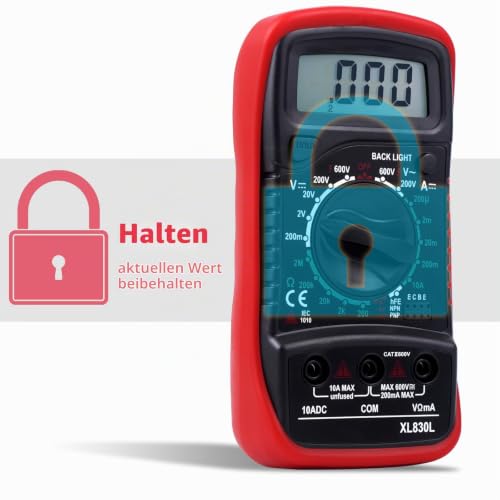 Digital Multimeter, Aeyytoe Voltmeter für AC/DC Spannung, DC Strom, Durchgang, Widerstand, Diode...