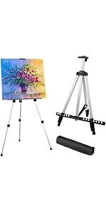 Silver Artist Easel Stand - Adjustable Aluminum Tripod art easel for painting easel stand for pai...
