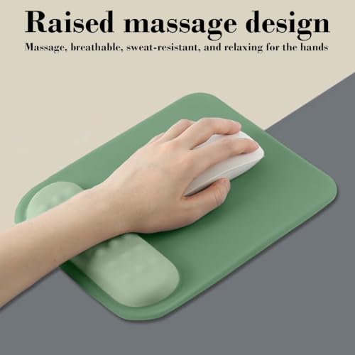 Image of Mouse Pad with Gel Wrist Rest Support, Ergonomic Mouse Cushion with Non Slip Rubber Base Mouse Pad for Laptop, Computer, Gaming, Office (Olive Green, Rectangular)