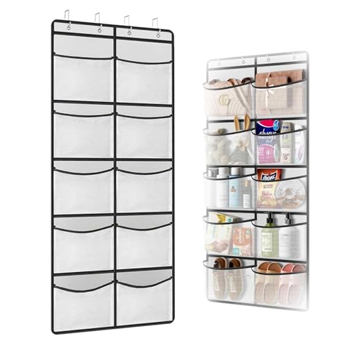 HJIAMA Wandorganizer, 10 Große Taschen Organizer Hängend, Hängeaufbewahrung, Aufbewahrungstasche mit 4 Metallhaken, Hängetasche für Badezimmer, Küche, Schlafzimmer