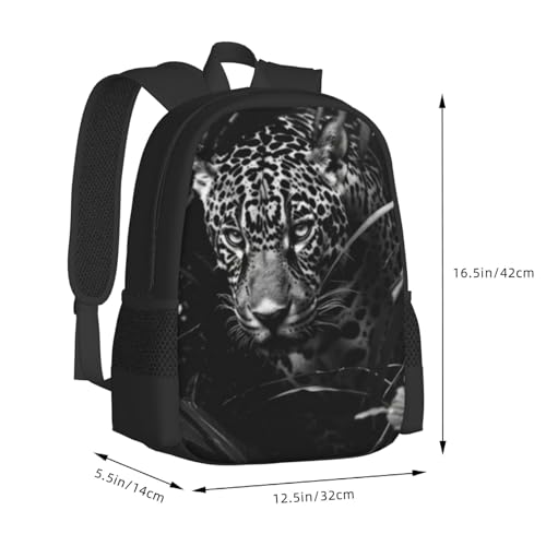Travel Backpack Tiger Roar Portrait On Black 17In Lightweight Casual Daypack for Business Men Women3