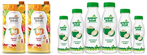 Image of Paper Boat Coconut Water, 200ml (Pack of 6) + Paper Boat Mixed Fruit, 2 x 1 L