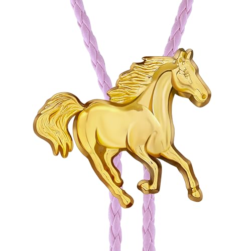 Image of GelConnie Bolo Ties for Men Women Western Cowboy Tie Mens Western Necklace Leather Necktie Gold Bolero Tie Cowboy Necklace