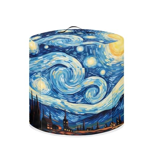 Image of Starry Night Oil Painting Pressure Cooker Lid Cover Artistic Appliance Decorations Recyclable Waterproof Kitchen Accessories Suitable for Round Square Pots Air Fryer Dust Cover