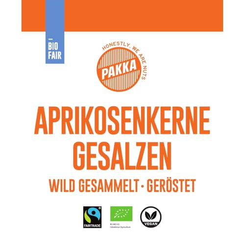 PAKKA – Bio Fairtrade Aprikosenkerne geröstet gesalzen 700gr, Öko geröstete Aprikosenkerne entbittert, direkt hergestellt und abgefüllt vom Produzenten in Usbekistan, vegan, Familienpackung, Value-Pac