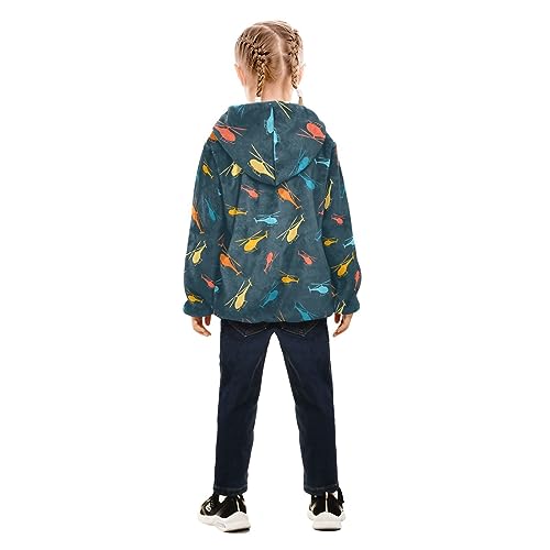 Image of Aflyko Boys Fleece Coat Blue Zip-Up Hoodie Girls Outerwear Kids Hooded Jacket