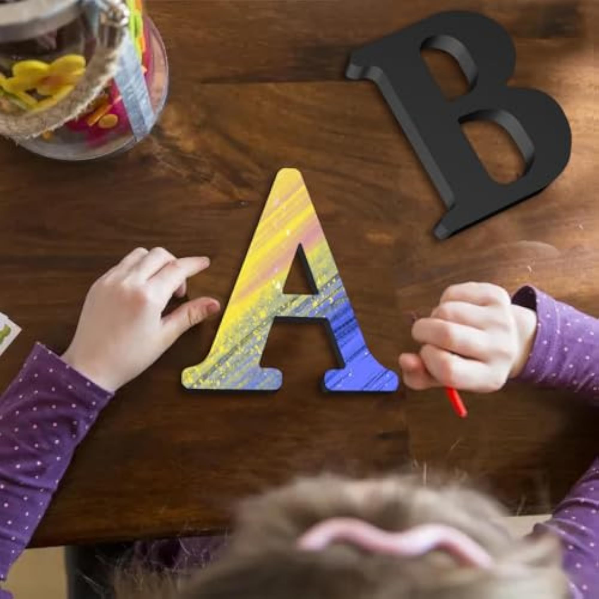 6 Inch Black Wood Letters for Wall Decor