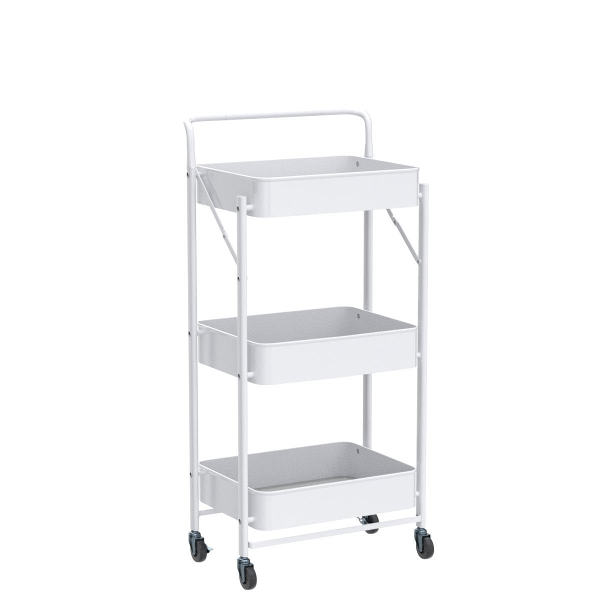Dripex Carrito de Cocina Plegable con Ruedas, No Requiere Montaje, Soporta 20kg/Nivel, Carros Multiuso para Cocina Oficina Salón Dormitorio, 44x30x89,5cm, 3 Niveles