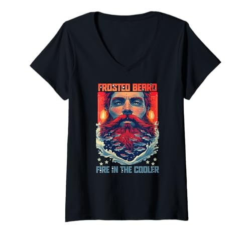 Mujer Frosted Beard Fire in The Cooler Camiseta Cuello V