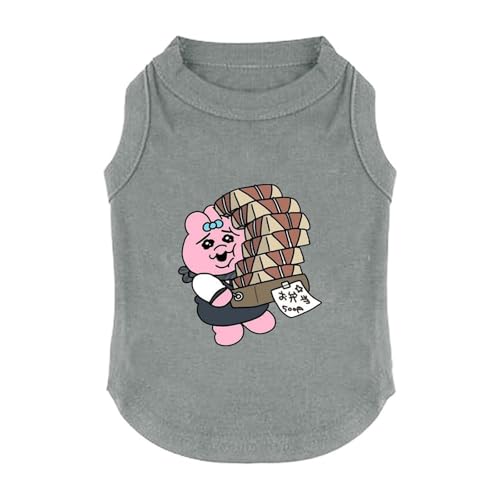 犬の服 タンクトップTシャツ おぱんちゅうさぎ ベスト スポーツ服 洋服 パジャマ カップ ル服 上着 春夏服 小中大型犬服猫服 脱毛保護 日焼き防ぐ 虫除け お散歩 記念撮影 犬用コスチューム(グレー/L)
