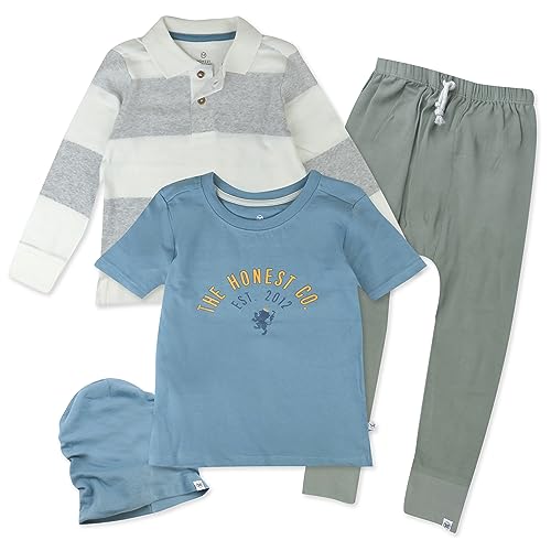 Image of HonestBaby unisex-baby Playwear Outfit Sets Tops and Bottoms 100% Organic Cotton for Baby and Toddler Boys, Unisex