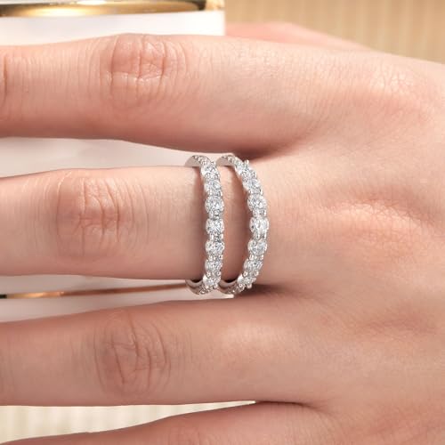 Wuziwen Ring Enhancer for Engagement Rings Two Row Sterling Silver Wedding Bands for Women Stackable Cubic Zirconia3