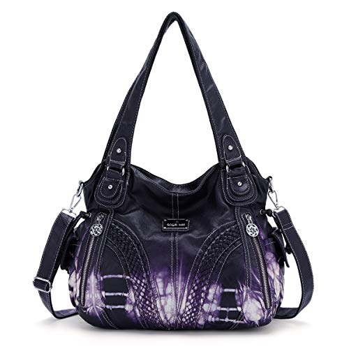 Angel Kiss Handtasche Damen Schultertasche Multifunktionale Umhängetaschen Wasserdicht PU Veganes Leder mit Reißver Schlusstaschen