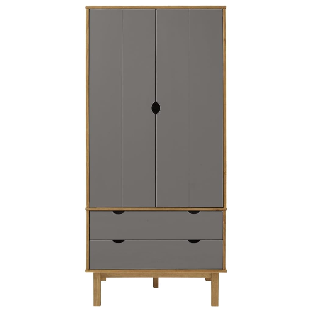 Refined Armario OTTA Madera Maciza Pino marrón y Gris 76,5x53x172 cm